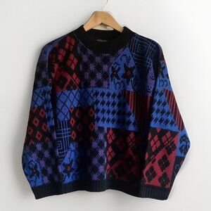 Vintage La Venture 80s 90s Geometric Knit Women's Acrylic Sweater USA Made Small